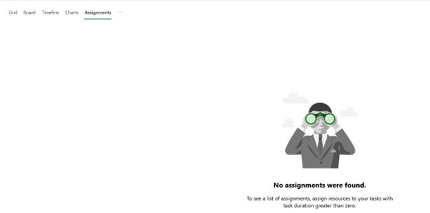 Screenshot of the blank assignment grid.