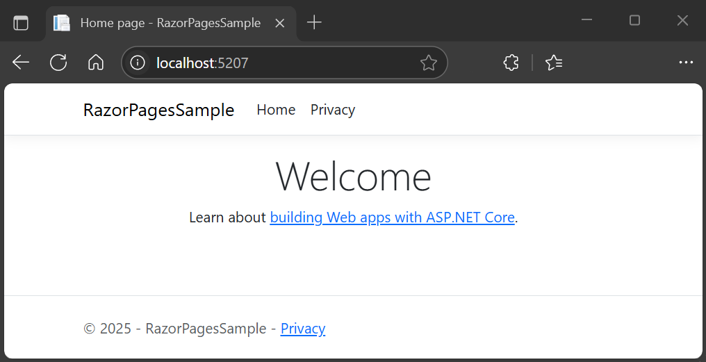 Web app home page