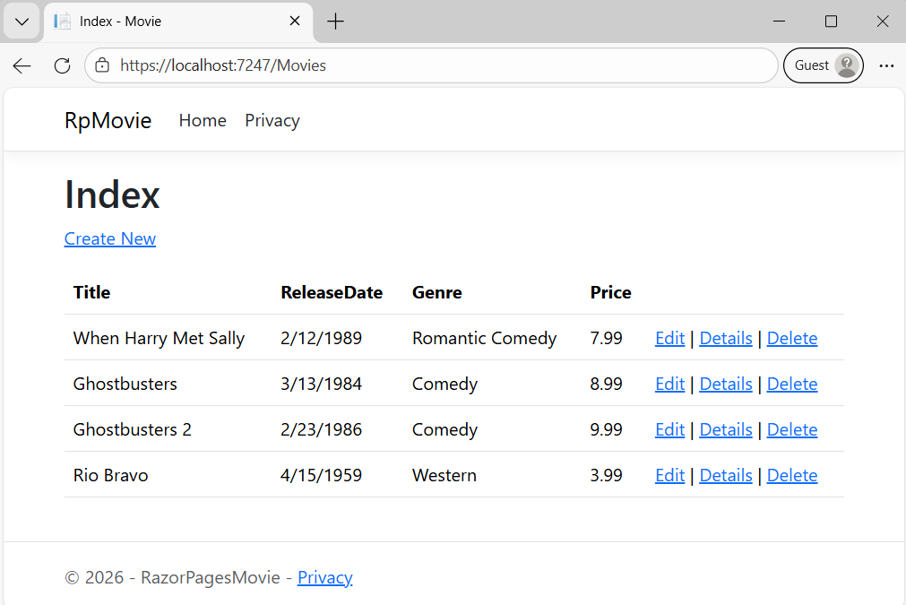 Movie application open in Chrome.