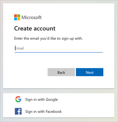 Screenshot showing the sign-in screen with Google and Facebook options