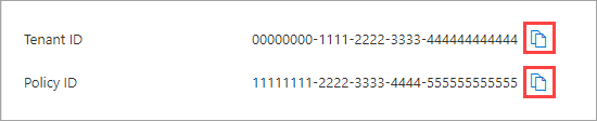 Screenshot showing the tenant ID and policy ID for the tenant restrictions.