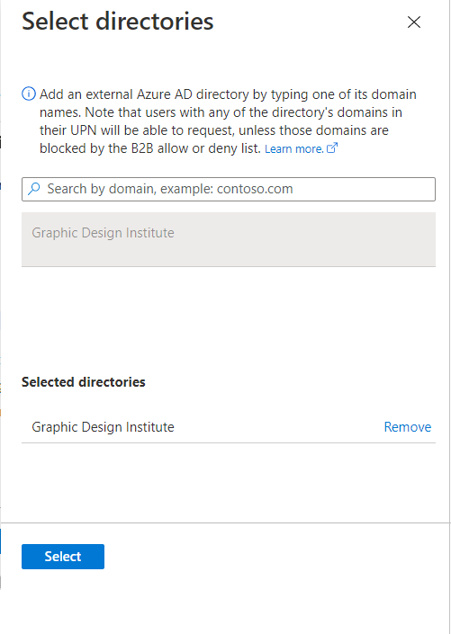 Access package - Requests - Select directories