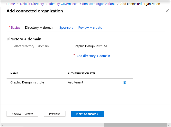 The "Directory + domain" pane