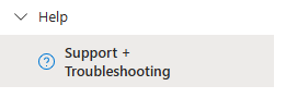 Screenshot of the Azure portal Help and Support sidebar.