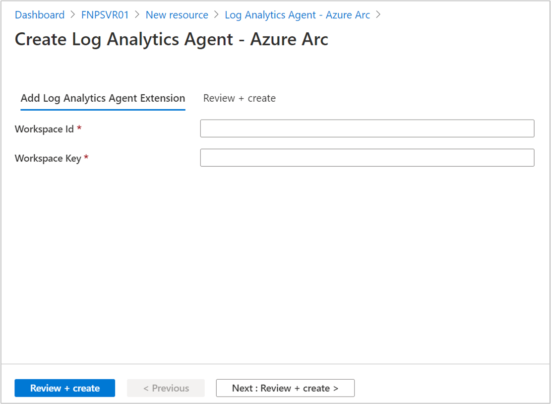 Install Log Analytics VM extension