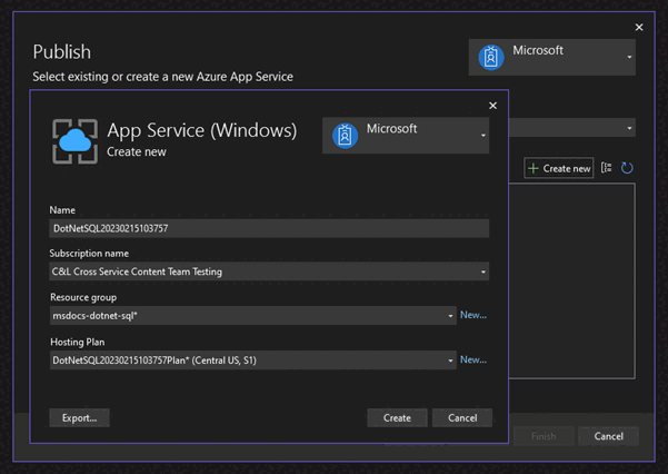 Screenshot showing how to deploy with Visual Studio.