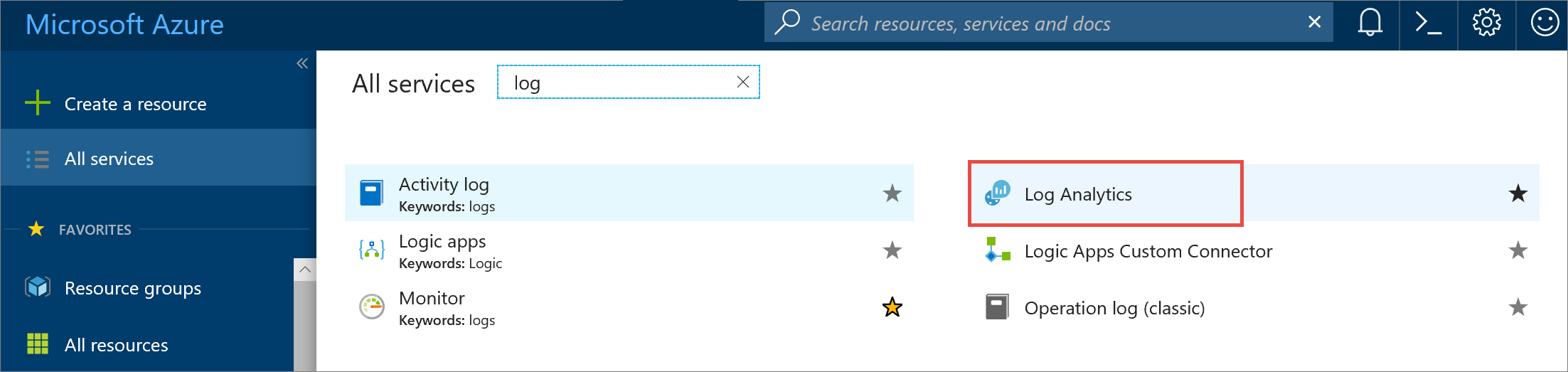 Open Log Analytics workspace