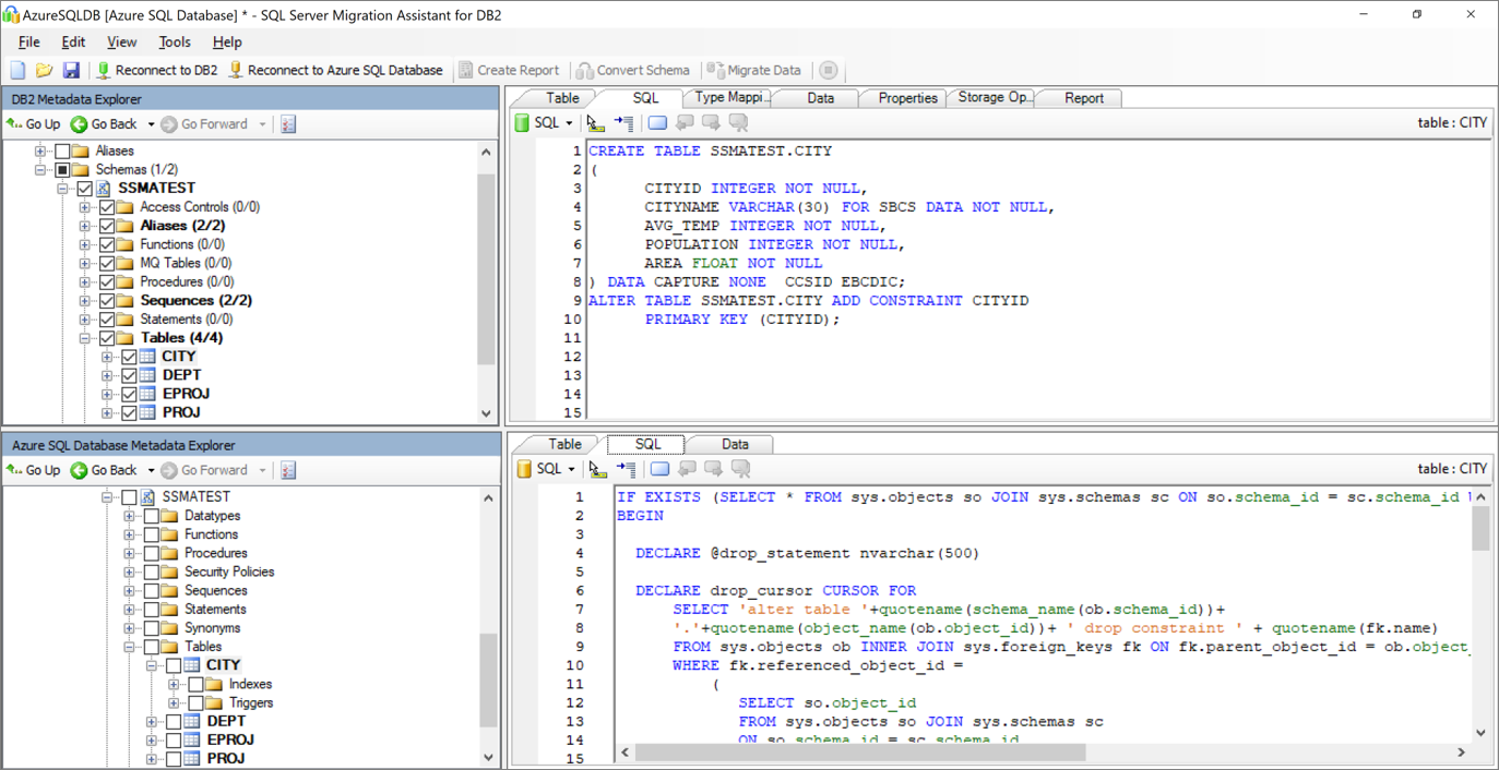 Screenshot that shows comparing and reviewing the structure of the schema to identify potential problems.