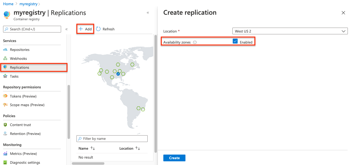 Enable zone-redundant replication in Azure portal