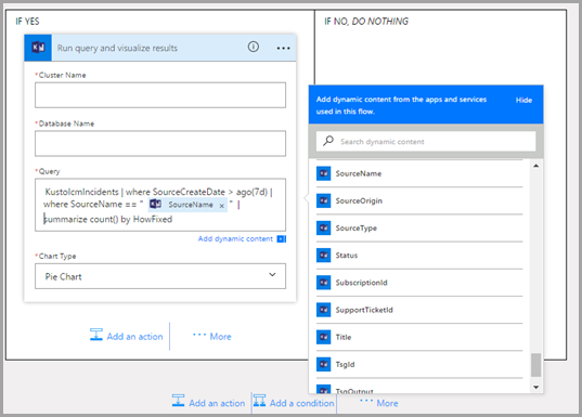 Screenshot of flow condition query.