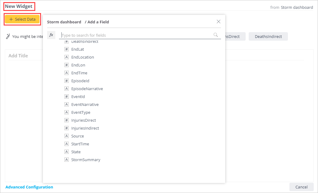 Add fields to StormEvents dashboard.