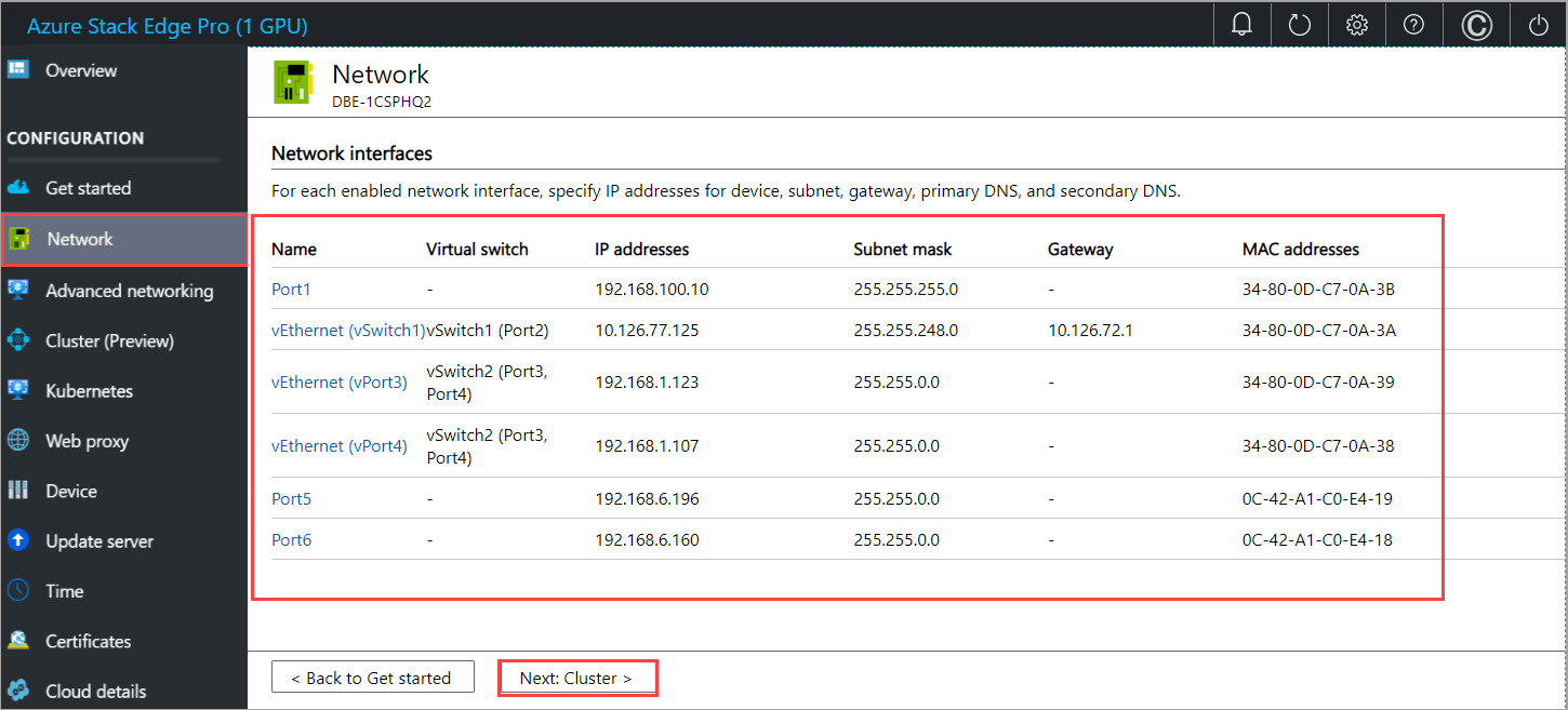 Local web UI "Network" page updated