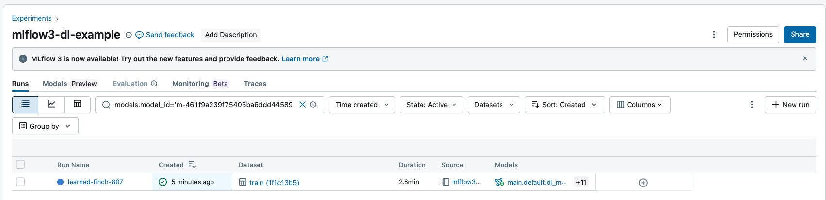 Model tracking UI search logged models.