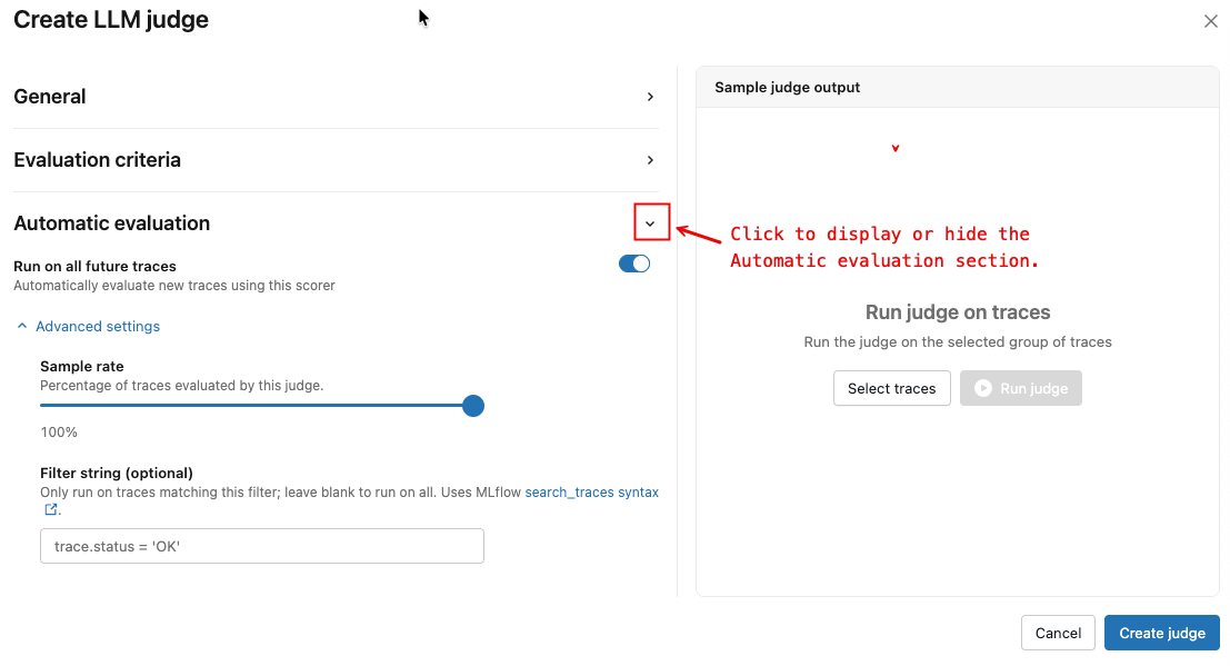 Automatic evaluation settings.