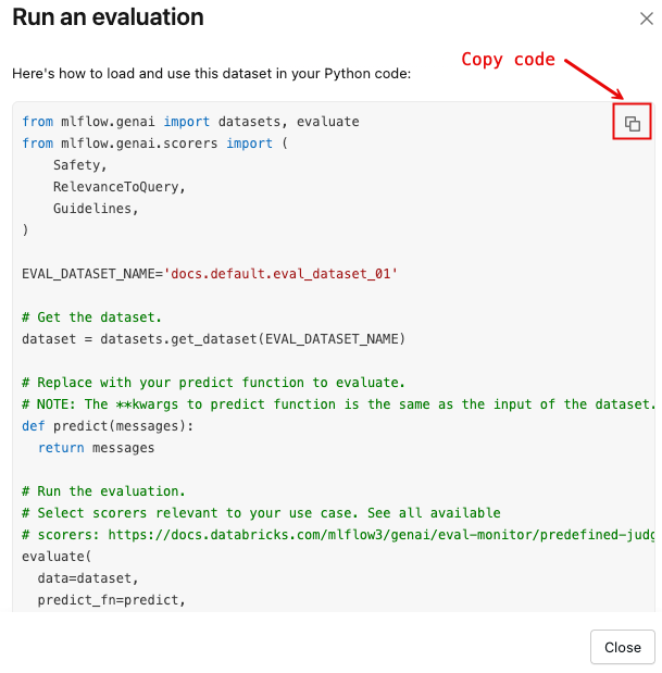 Copy code snippet.