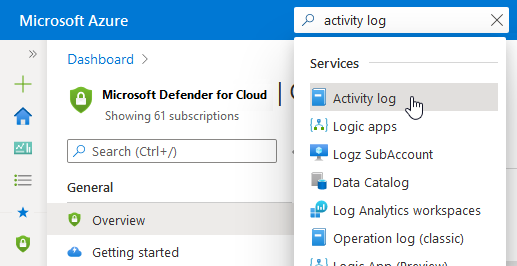 How to open Azure Activity log