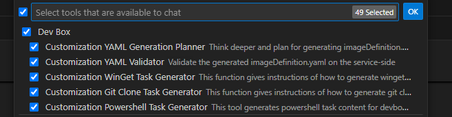 Screenshot of the Copilot Chat interface in Visual Studio Code.