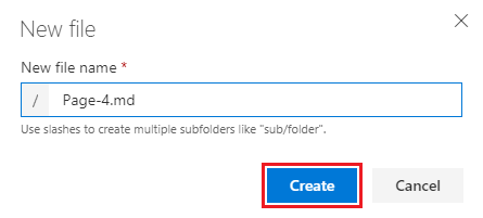 Screenshot that shows how to specify the file name for the new file.