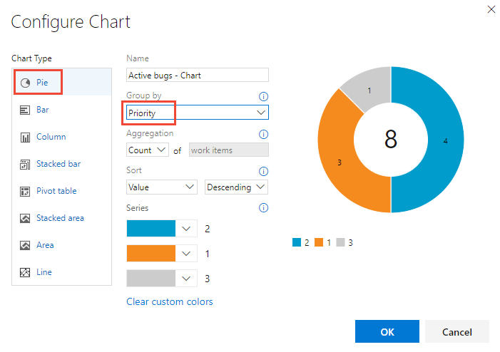 Screenshot of pie chart configure dialog.