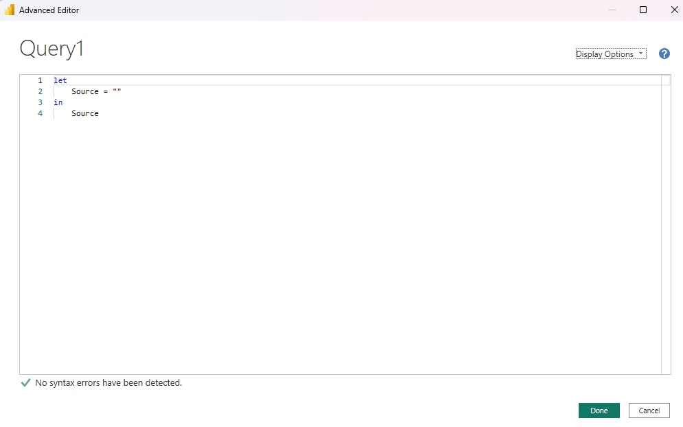 Screenshot shows Power BI - Advanced Editor.