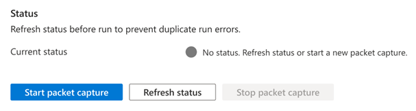 Screenshot of the Status section showing the Refresh status button.