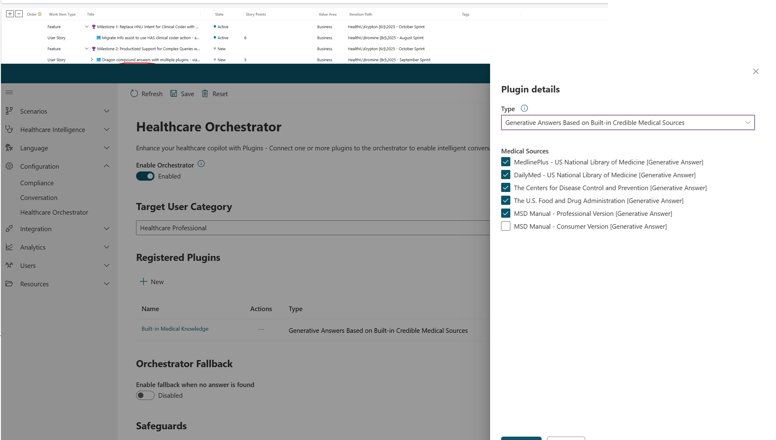 A screenshot of the orchestrator when adding a credible source