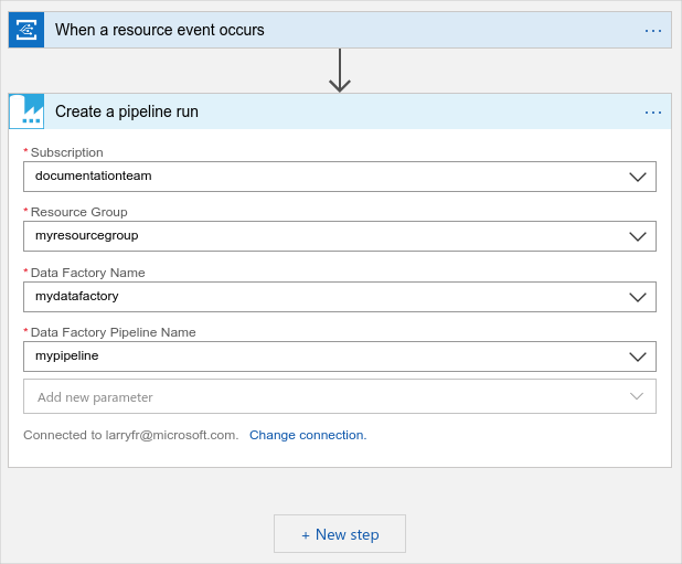 Screenshot shows the Create a pipeline run pane with various values.