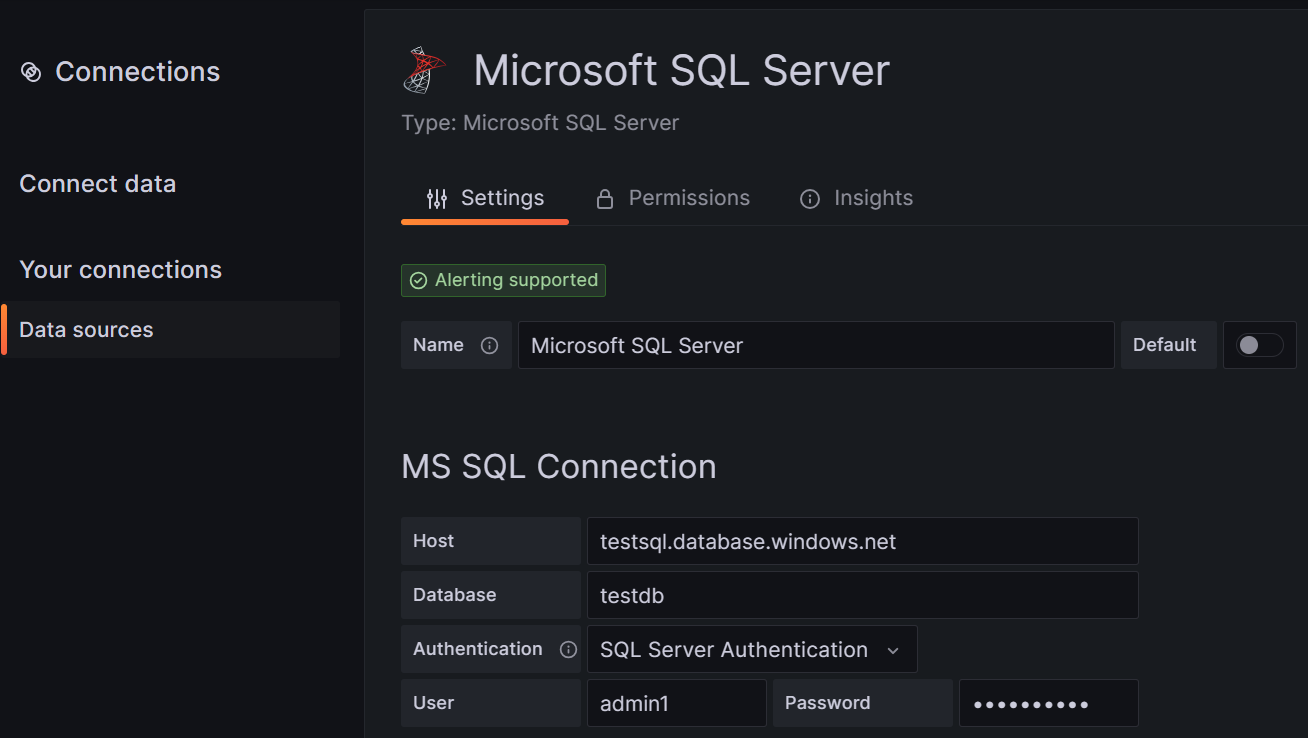 Screenshot of the Add data source page in Grafana.