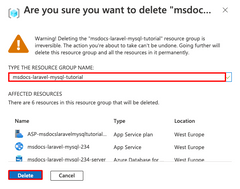 A screenshot of the confirmation dialog for deleting a resource group in the Azure portal.