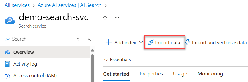 Screenshot that shows the Import data wizard.