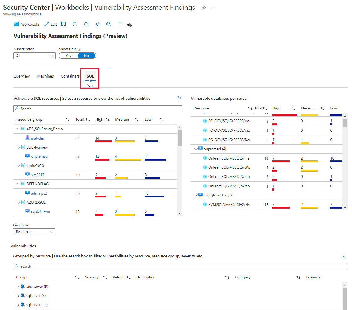 Defender for Cloud's vulnerability assessment findings report