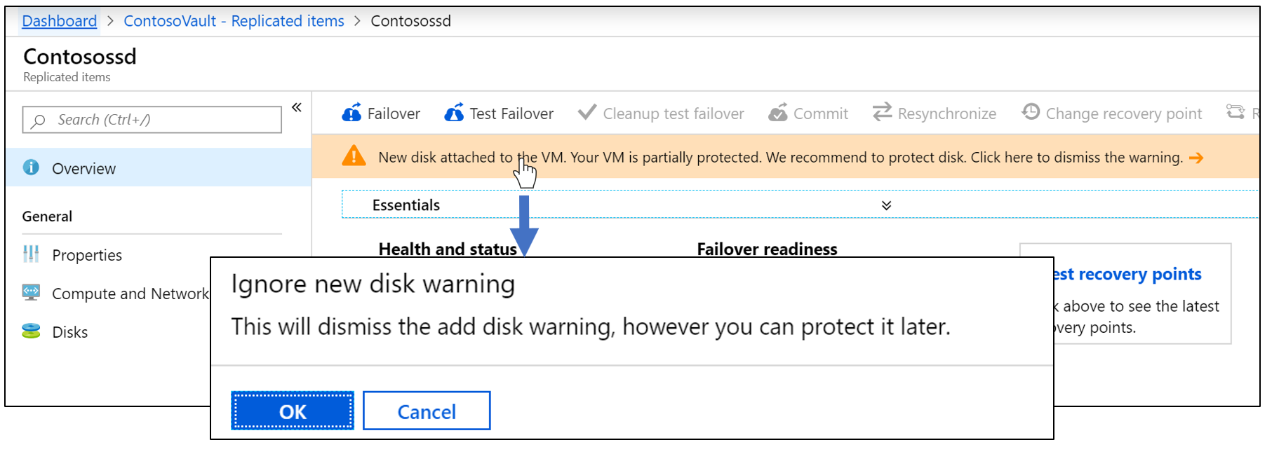 Dismiss new-disk warning.