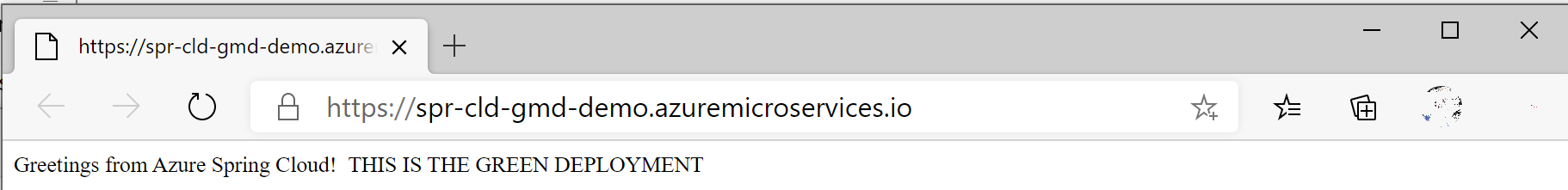 Screenshot that shows the URL of the app now in production.