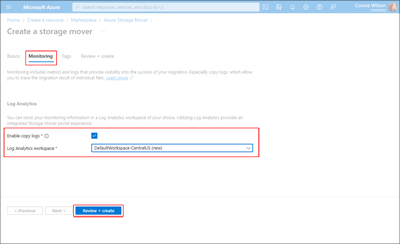 Screen capture highlighting the ability to enable monitoring during initial deployment.