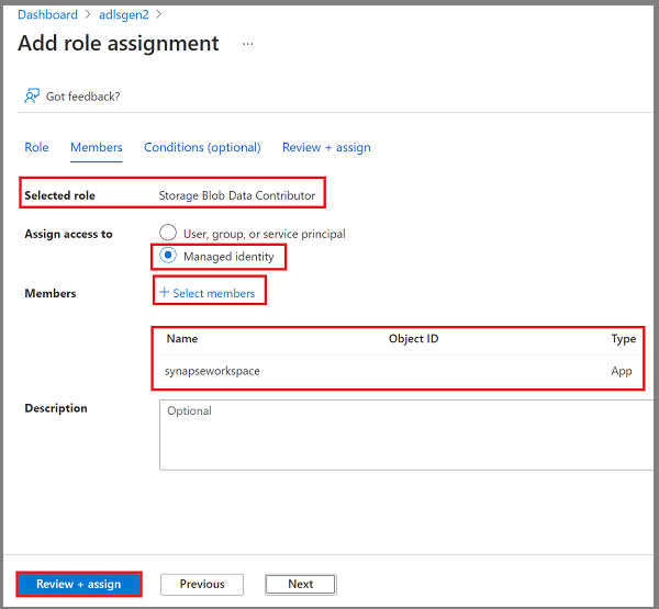 Screenshot that shows how to add a role assignment.