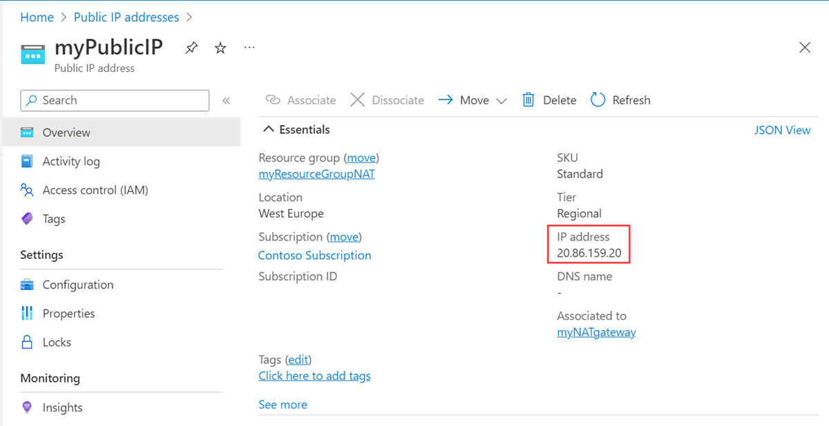 Discover public IP address of NAT gateway