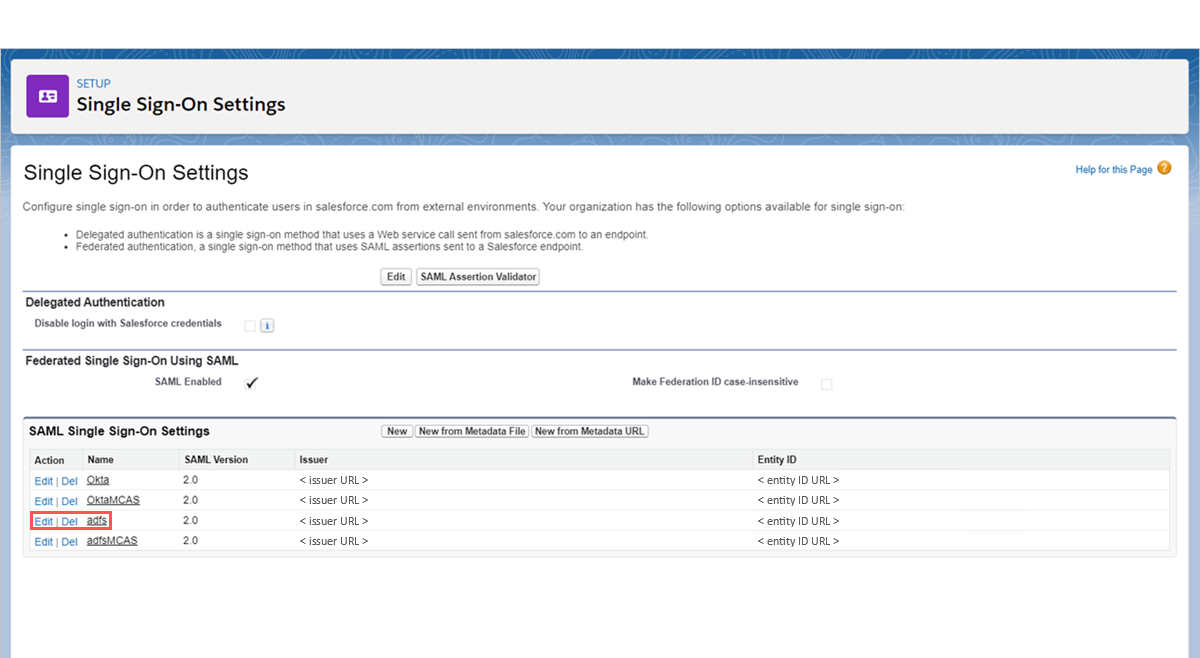 Select Salesforce SSO settings.