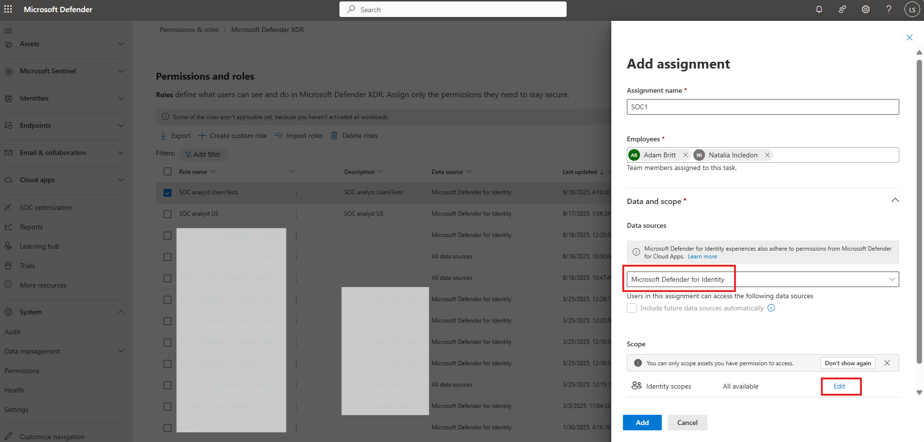 Screenshot showing how the user selects the user group to be scoped to the assignment.