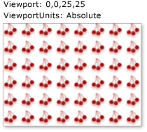 A rectangle with forty-eight cherries demonstrating a tiled TileBrush with a Viewport.