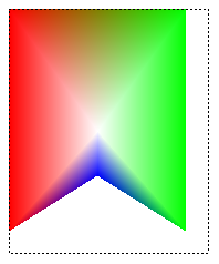 Gradient portion painted by the path gradient brush.