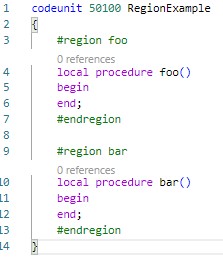 Example of defining regions in AL code Example of defining regions in AL code