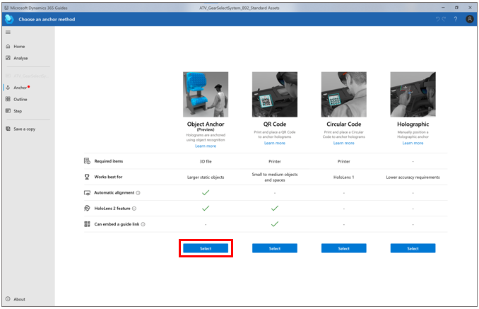 Selecting an object anchor as the anchoring method.