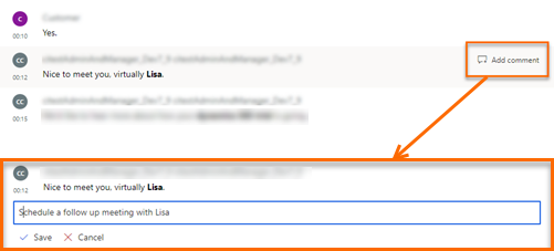 Add a comment to a transcript