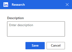 Screenshot of Research activity selected.
