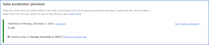 Screenshot for confirmation message of sample data added later.
