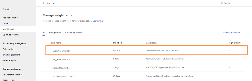 Screenshot of updated priority list view.