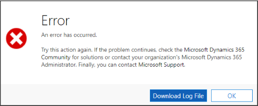 Error dialog with default message.