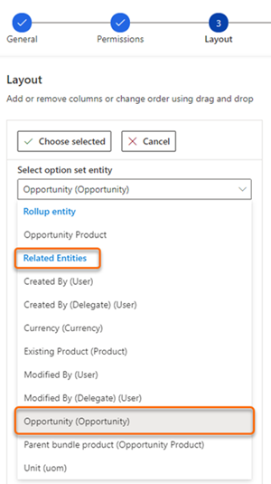 Select opportunity entity from related entities