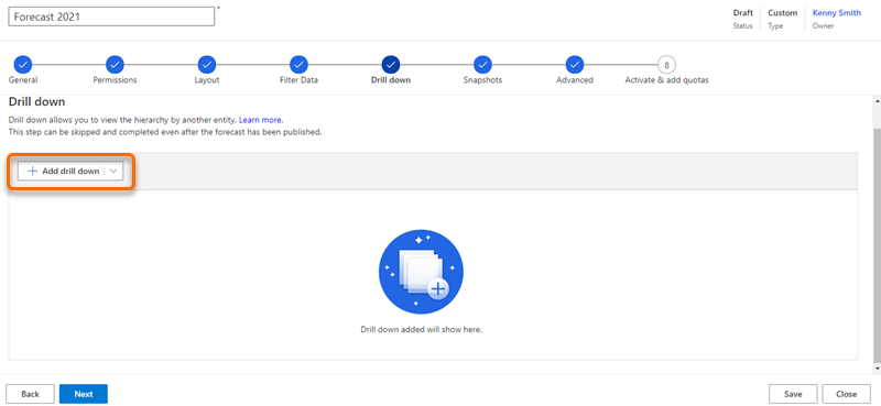 Select Add drill down