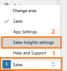 Screenshot of select Sales Insights settings.